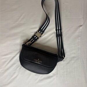 Kate Spade Black Crossbody with Striped Strap